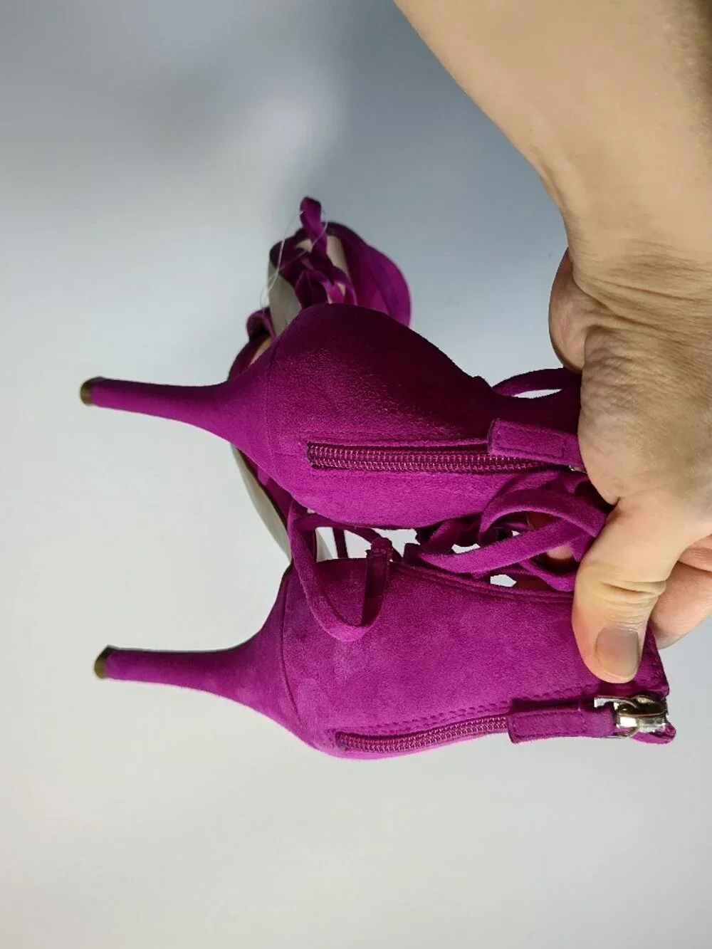 10M dark magenta purple BP Alexy Strappy Suede Sandals high heels shoes women's